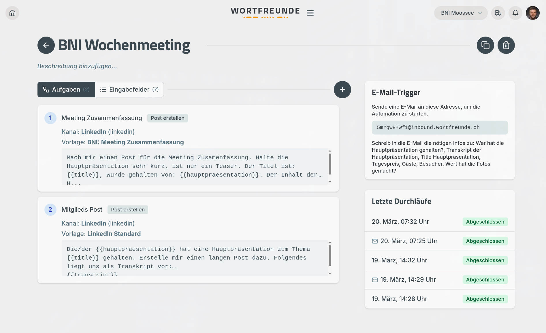 Automation mit mehreren Aufgaben