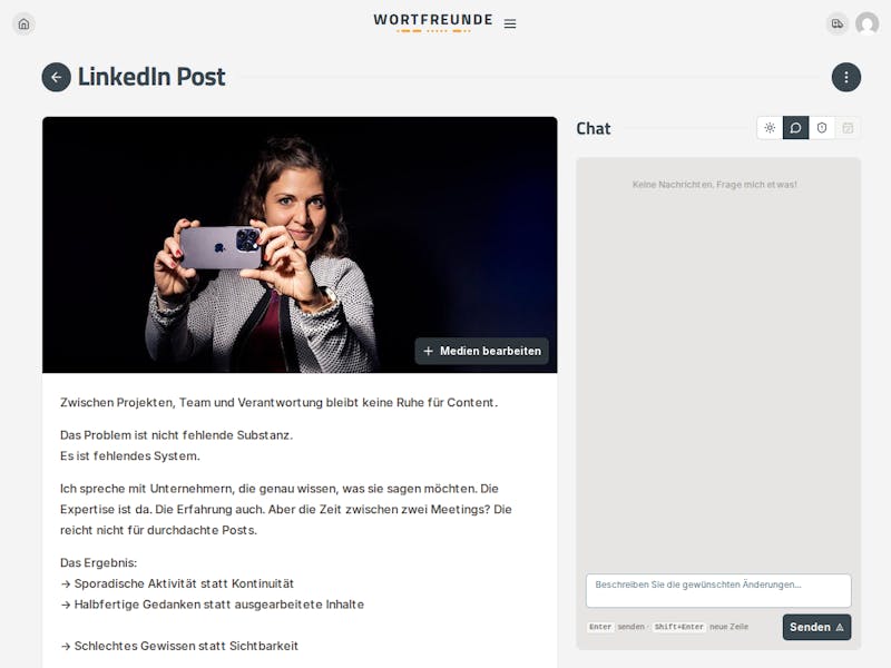 Ausgearbeiteter LinkedIn-Beitrag mit Bild
